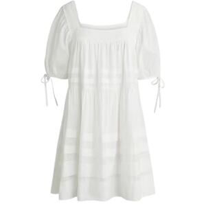 J.Crew Calliste Mini Dress In Cotton Voile Puff Sleeves w/ Ties, Babydoll, Sz L